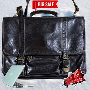 Genuine, Italian Leather Men's Laptop briefcase black